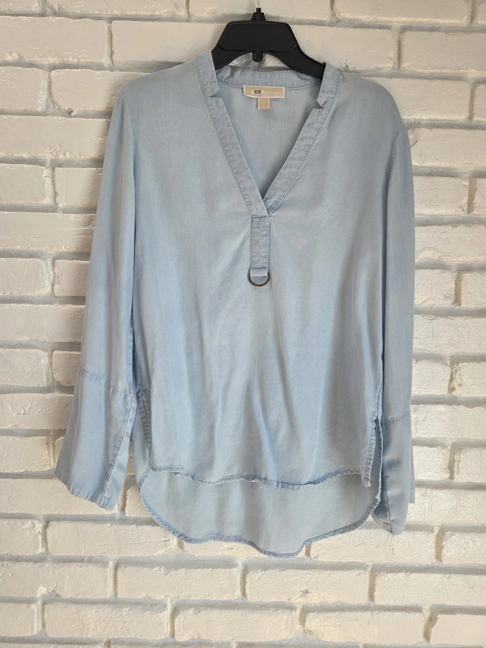 Michael Kors Pale Blue V-Neck Long Sleeve Tunic